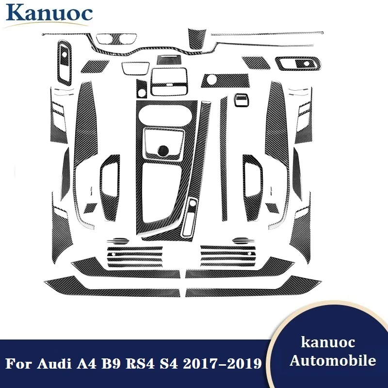 

Carbon Fiber Black Stickers Car Interior Decorative Accessories Various Parts For Audi A4 B9 RS4 S4 2017 2018 2019