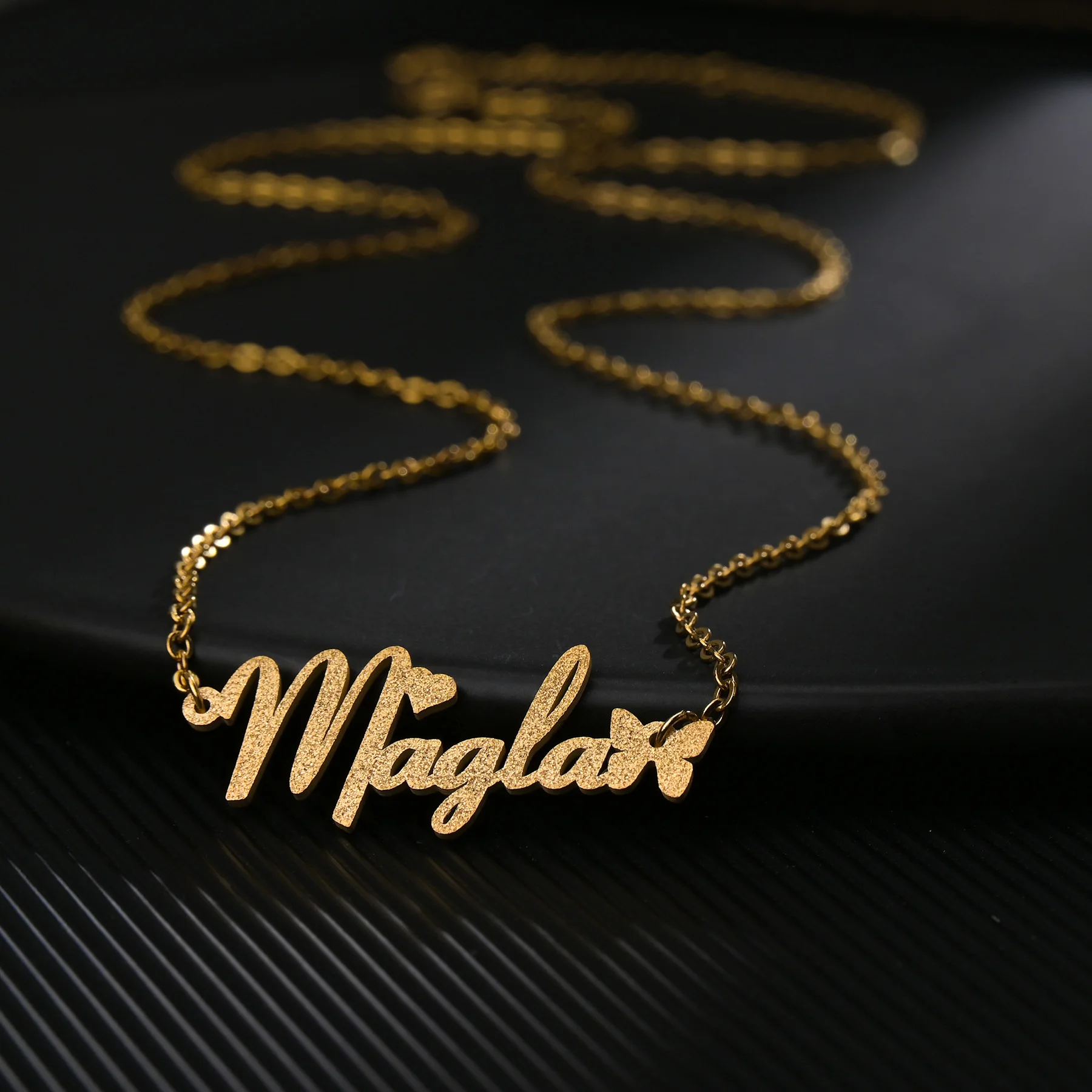 Acheerup Personalized Name Necklace For Women Gold Color Stainless