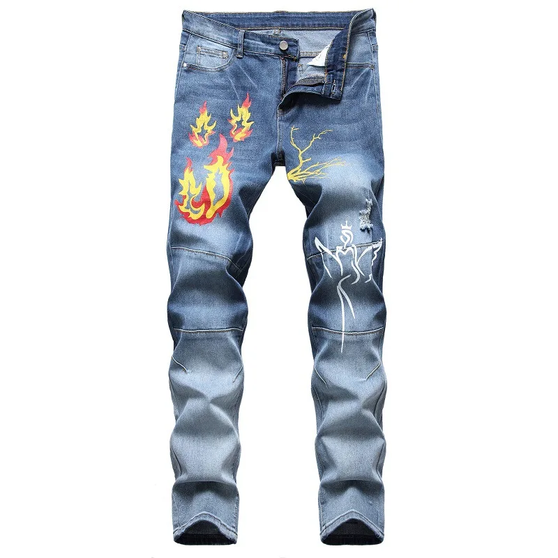 

Men's Demin Jean Skinny Ripped Stretch Slim Elastic Denim Pants Large Size For Male Spring Autumn Hip Hop