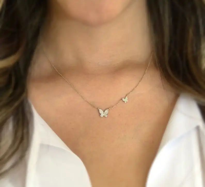 Ожерелье с подвеской в виде маленькой милой бабочки модное женское ожерелье