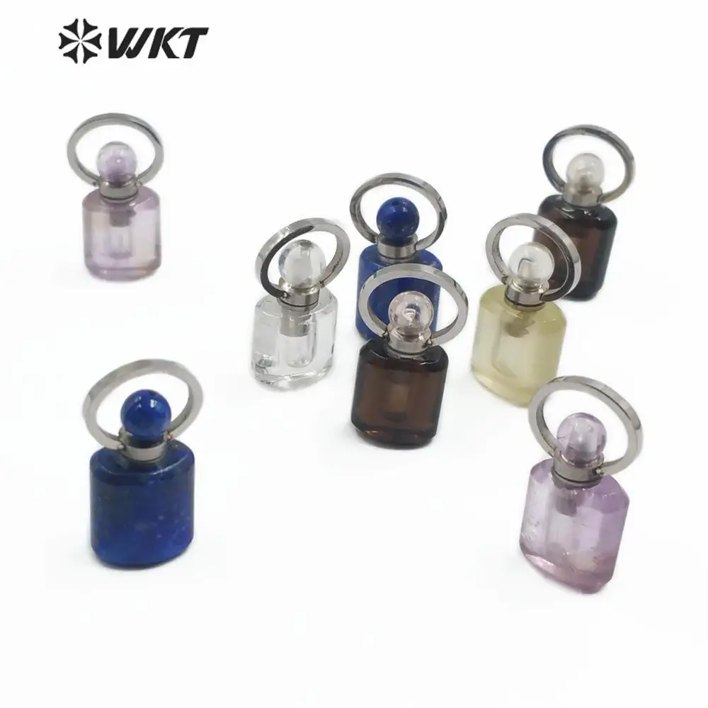 WT-P1472 Новое поступление! подвеска в виде бутылочки парфюма кулон из натурального камня бутылка из камня с серебряный, гальванический Круг Подвеска петли