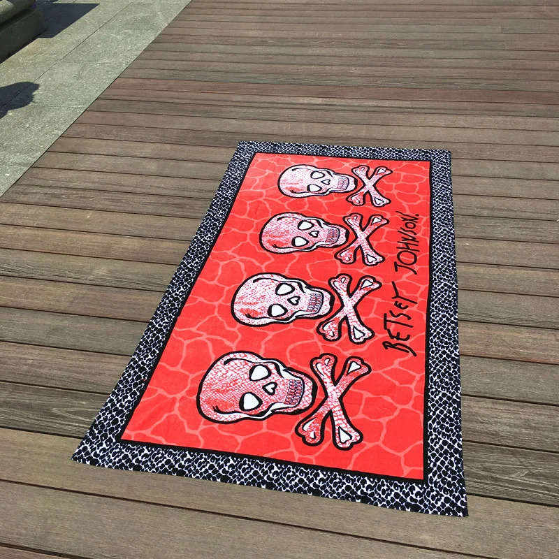 Carton Skull large Bath Towel 3D printing pattern Bathroom comfortable cotton Beach Towel for Adult Fire Shower Towel 90x170cm - Цвет: 6