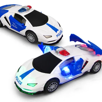 

Baby Electric Police Patrol Wagon Car 360 Degree Rotating Universal Wheel Vehicle LED Light Speeding car Toys birthday gift