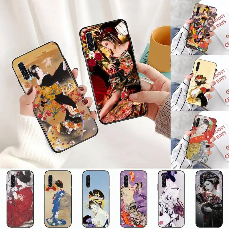 

Japanese geisha Luxury Unique Design Phone Case For Samsung S6 S7 edge S8 S9 S10 e plus A10 A50 A70 note8 J7 2017
