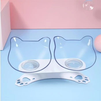 

Pet Dog Cats Bowl 4-styles Transparent Anti-tip Cat Ears Shape Pet Feeder Water Bowl for Cats and Small Dogs Pet Bowl
