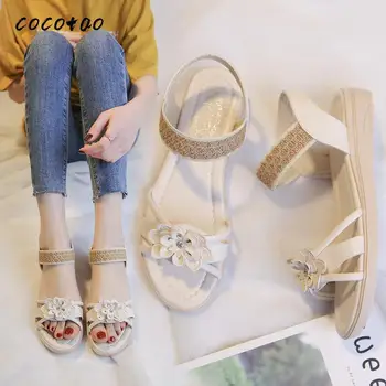

Sandals Fairy Shoes Spring And Summer 2020 New Korean Version Of The Wild Flower Soft Bottom Word Belt Women's Shoes