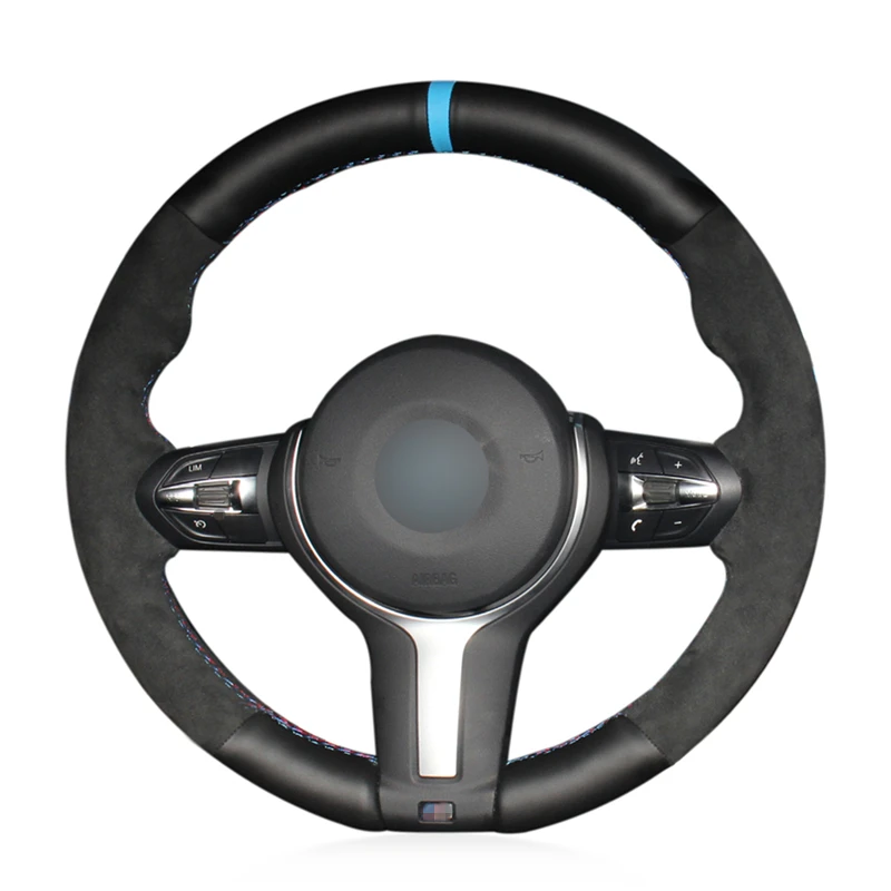Black Suede Leather Steering Wheel Cover for BMW F87 M2 F80 M3 F82 M4 M5 F12 F13 M6 F85 X5 M F86 X6 F33 F30 | Автомобили и