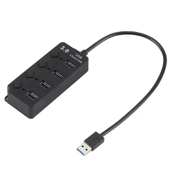 

USB 3.0 Splitter 4 Port HUB With Key Switch Ultra High Speed Data Transmission 4 Port HUB Black Without Power Supply
