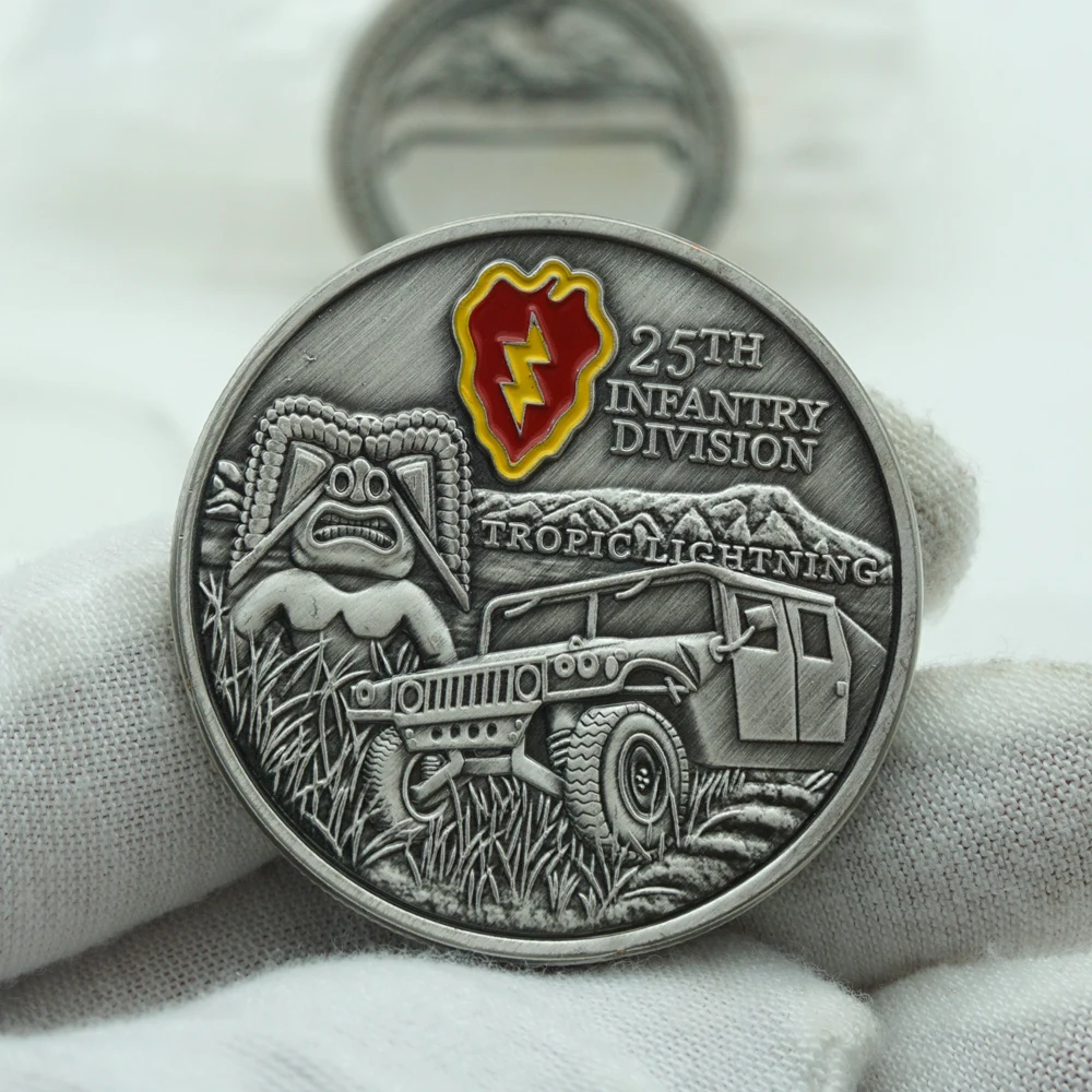 USA Military Tropic Lightning 25nd Infantry Division Challenge Souvenir Antique Silver Coin United States Army Collectible Gifts | Дом и сад