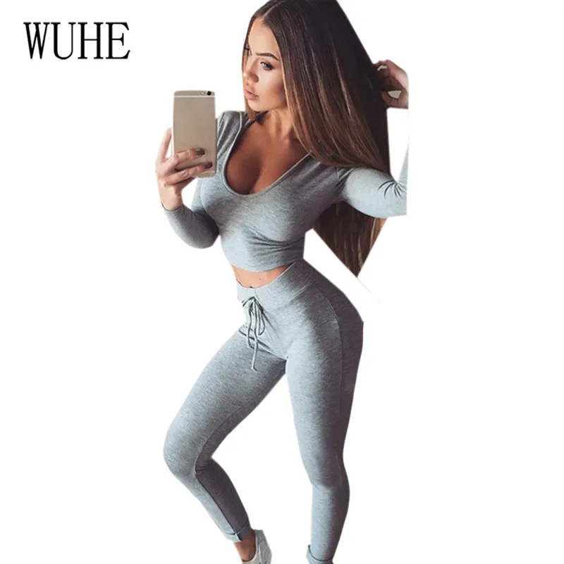 

WUHE Female Drawstring Tight-fitting Trousers Running Fitness Women's Trousers Sports Two Piece Suits Women Skinny Playsuits