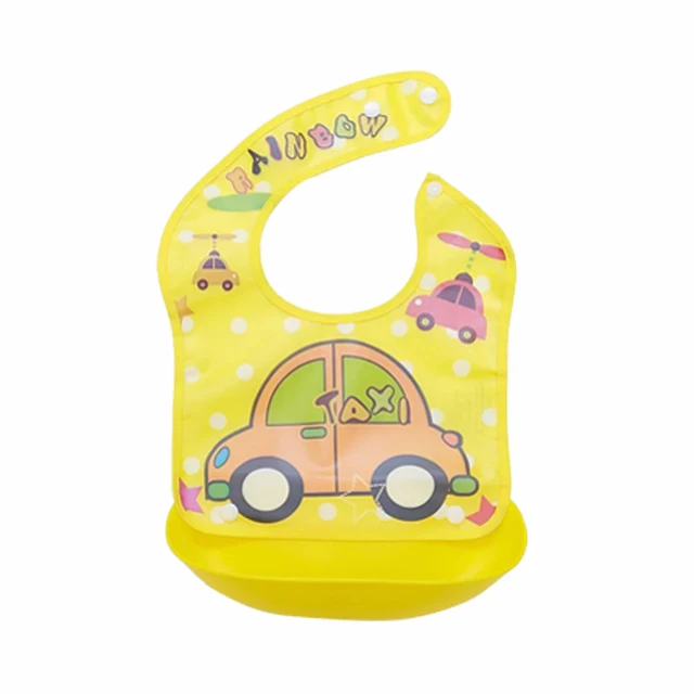 Baby Bib Waterproof Apron Long Sleeve Art Smock for Kids Baby Stuff Chest Protection Feeding Bibs yellow car