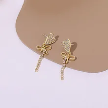 

Lolita jewelry retro love diamond tassel long niche light luxury autumn and winter long earrings