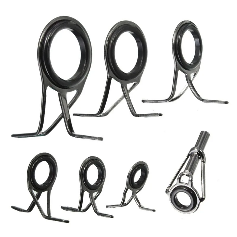 

7Pcs Mixed Size Fishing Top Rings Rod Pole Repair Kit Line Guides Eyes Sets