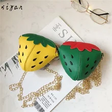 Клубничные мини сумки через плечо для маленьких девочек модные милые блестящие курьерские Сумки детское Портмоне Карманный Кошелек