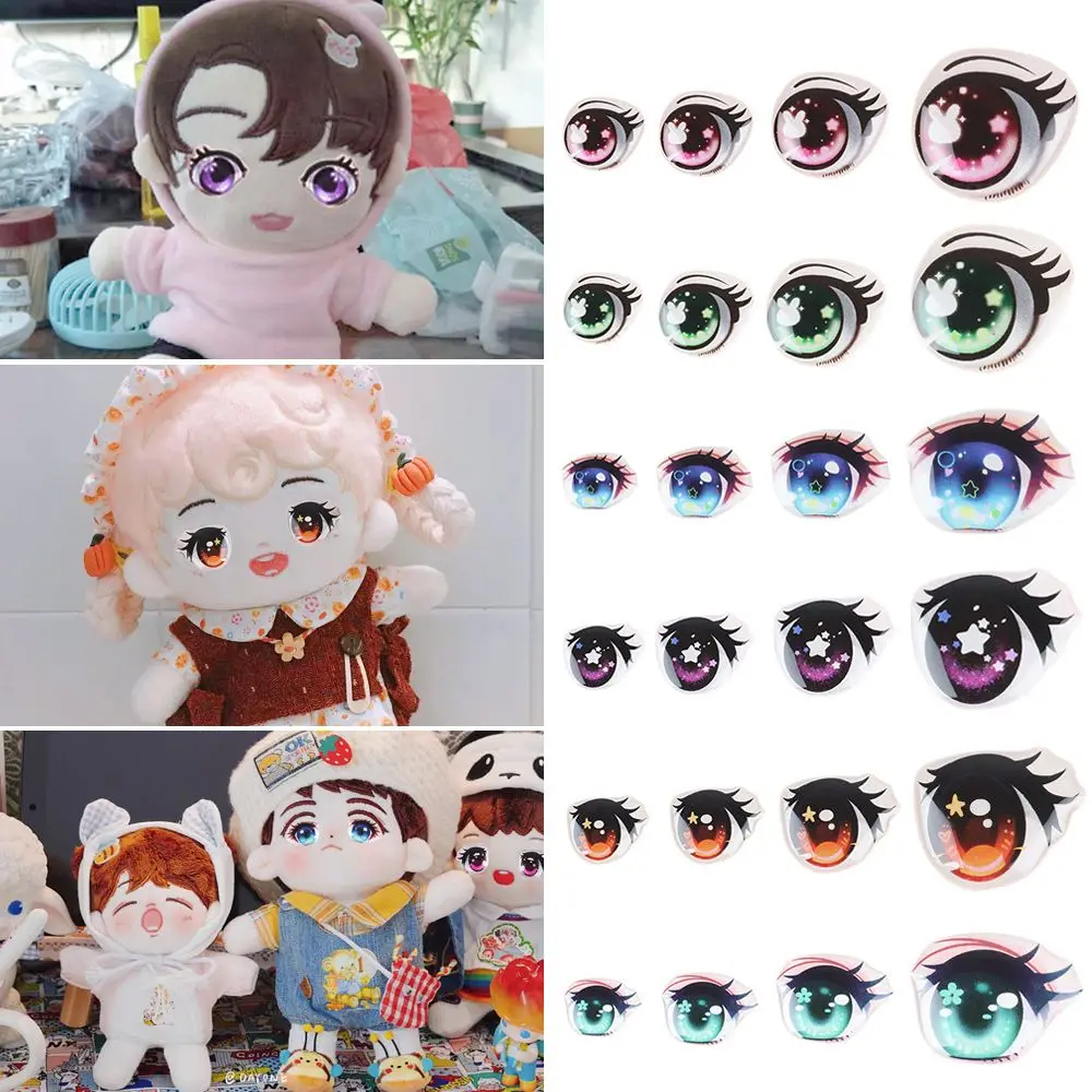 Cute Cartoon Eyes Stickers, Boca Sobrancelha, Anime Figurine, Acessórios  Boneca, Face Organ Paster, Decalques Coloridos, 1Set