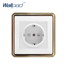 Wallpad ЕС немецкая розетка настенная электрическая Силовая розетка Золотая панель 110-250 В 16А