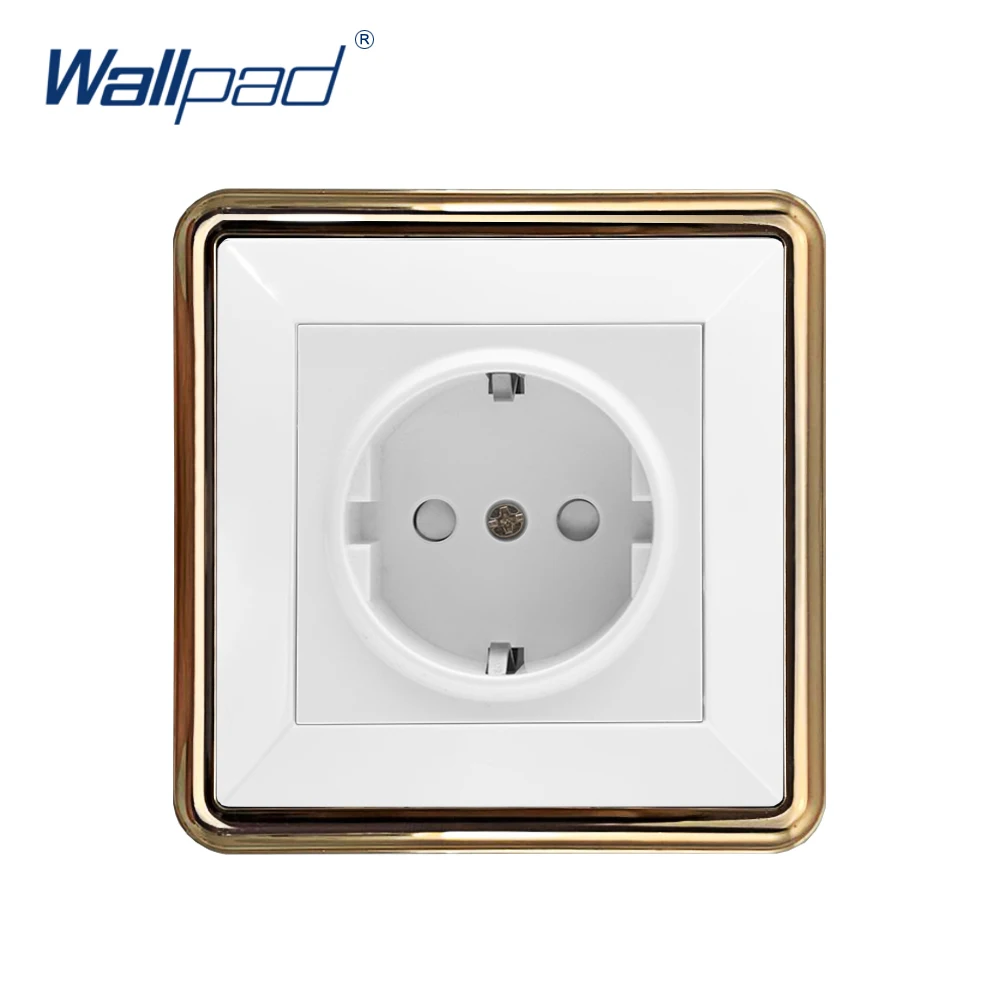 Европейская немецкая розетка Wallpad настенная электрическая с золотой панелью 110-250