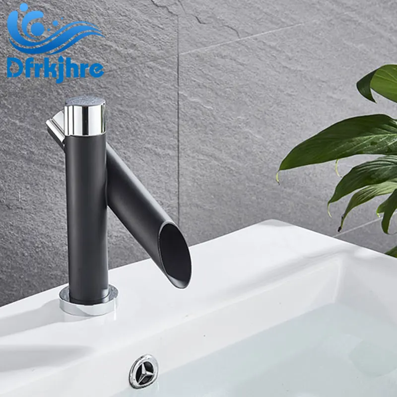 

Basin Faucet Chrome with black Polished Deck Mount Bathroom Sink Faucet Set Basin Mixer Tap Single Hole Single Handle