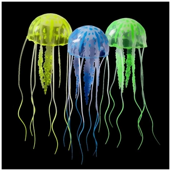 

The Artificial Jellyfish Ornament, 3 pcs Glowing Effect Realistic Artificial Silicone Fake Jellyfish, Instant Installation Eco F