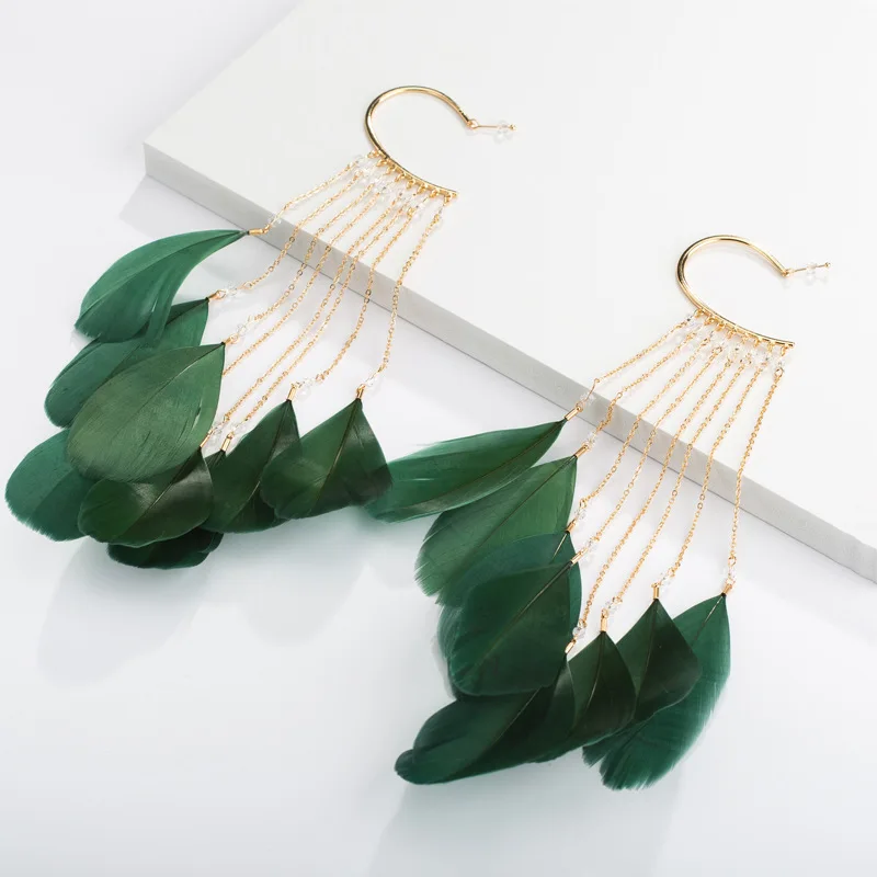 

2020 Boutique Earrings Bohemia Feather Tassel Earrings Palace Simple Earrings Foreign Trade Hot Selling Jewelry Wholesale