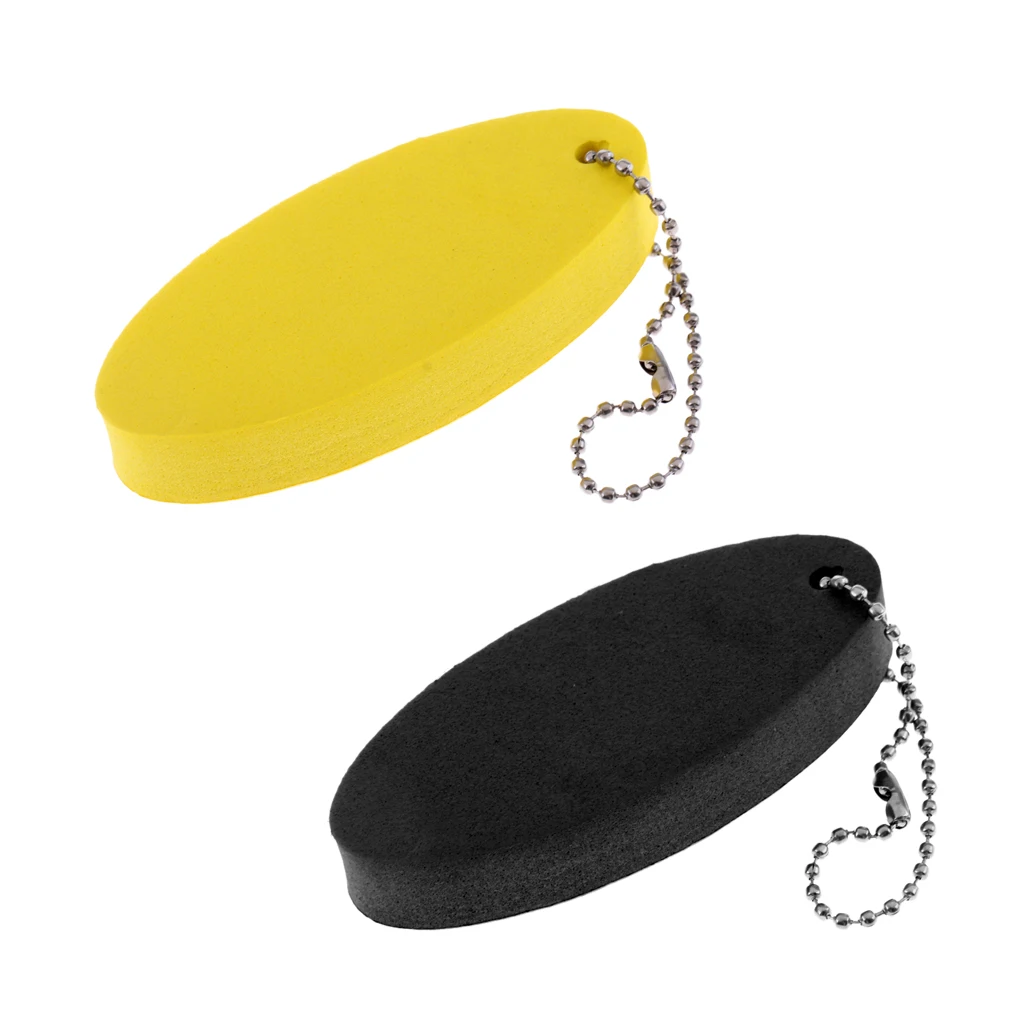 

2pcs/set Oval Shaped EVA Foam Boat Floating Key Ring Metal Beads Keychain Black & Yellow 80 x 35mm