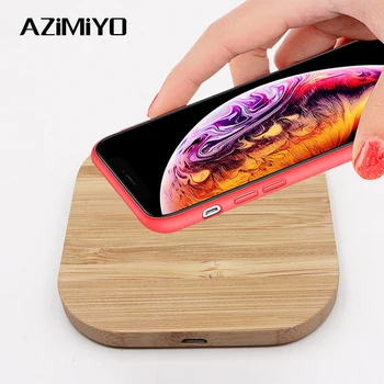 

AZiMiYO Qi Fast Wooden Wireless Charger for iPhone 11 Pro XS Max XR 8 Plus Wireless Charging Pad for Samsung S10 S9 S8 S7