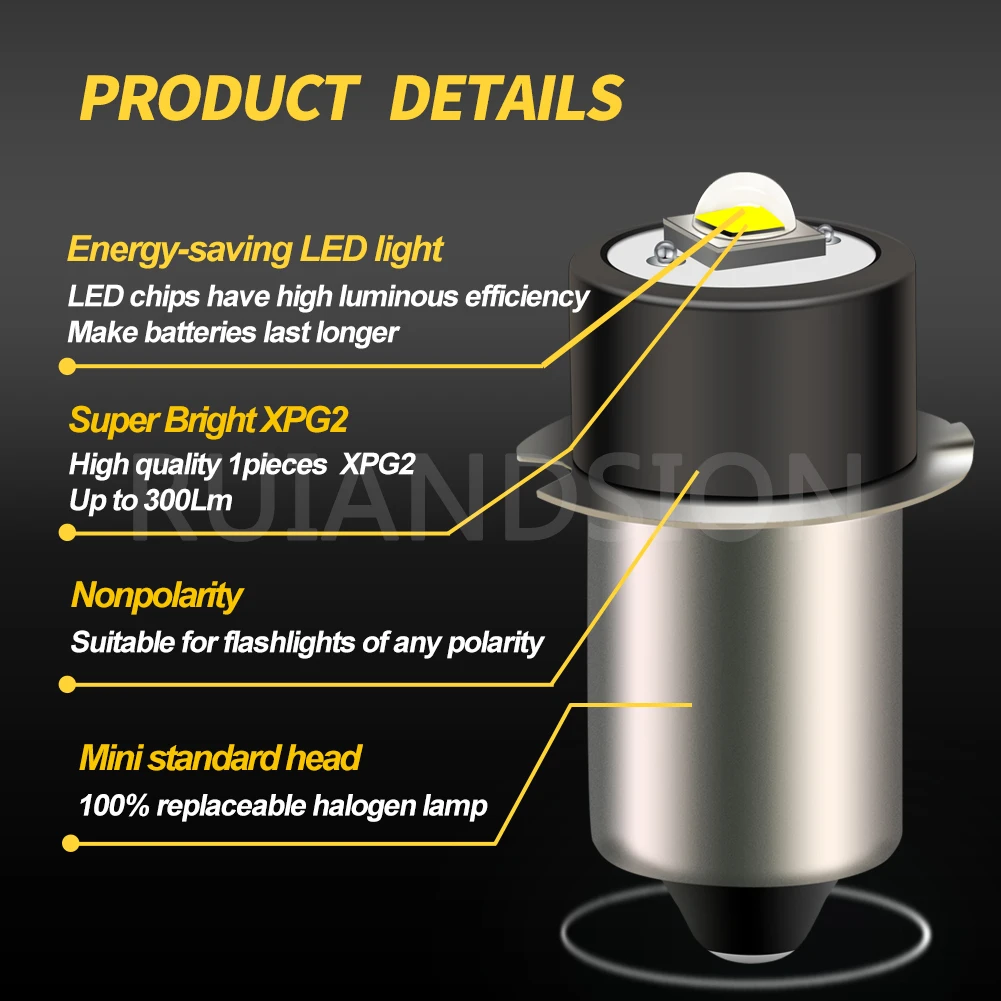 RUIANDSION LED Maglite  , 3D 6D 9D  ġ, XPG2 1-9V, 5-30V, 1.5V, 3V, 6V, 4.5V, 12V, 18V, 13.5V, 6000K, 2X P13.