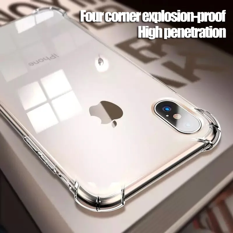 

Luxury Shockproof Silicone Phone Case For iPhone X XS XR XS Max 8 7 Plus 6 6S Plus 5 5S Case Transparent Protection Back Cover