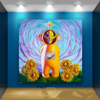 

Teletubbies Skull Tideway Street Art Creative Personality Abstract Frameless Draw Home Living Room Wall Decor M3793