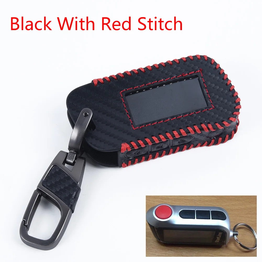 

Carbon Fiber Leather Black Smart Remote Key Cover Case Part For Starline A93 A63