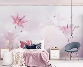 

CJSIR Custom Wallpaper HD Waterfall Mural Pink Purple Lilies Clouds TV Background Wall Painting Papel De Parede 3d Wallpaper