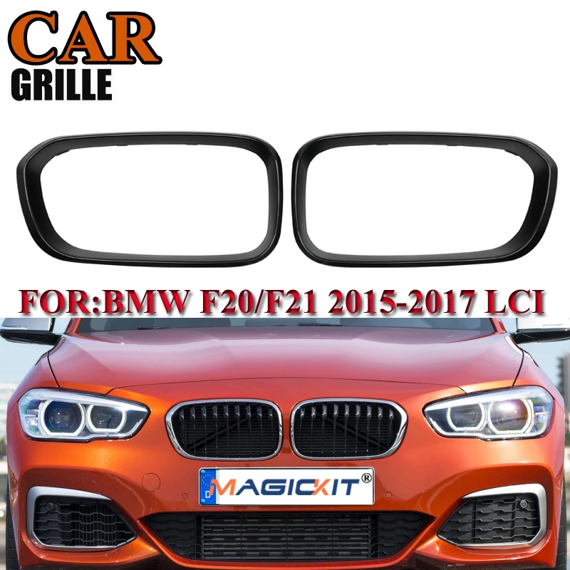 

MagicKit Pair Kidney Grill Grille Surrounds Covers Gloss Black For BMW 1 Series F20 F21 118 120 125 135i 2015-2018 LCI