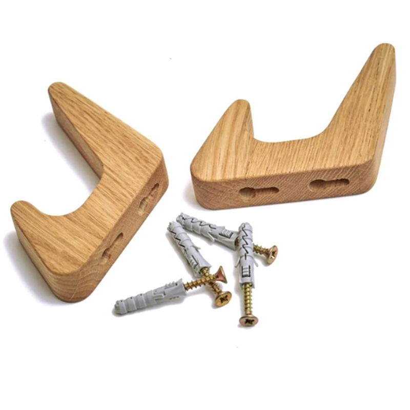 2Pcs Natural Wood Clothes Hanger Japanese-Style Wall Mounted Coat Hook Decorative Key Holder Hat Scarf Handbag Storage Hanger Ba