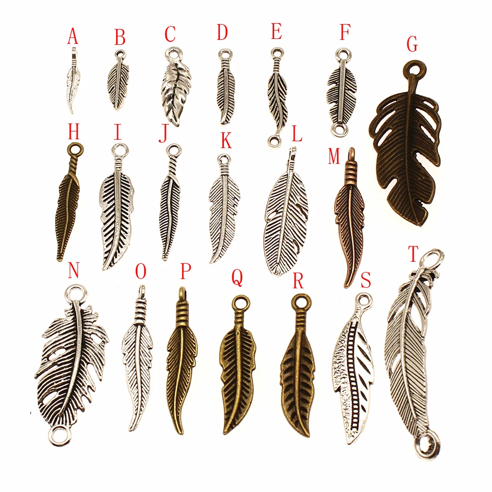 10pcs Silver Color Plated Feather Charm Jewelry Finding Charm Metal Jewellery Making Supplies