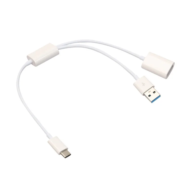 3 в 1 USB-C USB 3,1 type C мужской разъем для Женский OTG кабель для передачи данных с внешним питанием для samsung huawei - Цвет: Белый