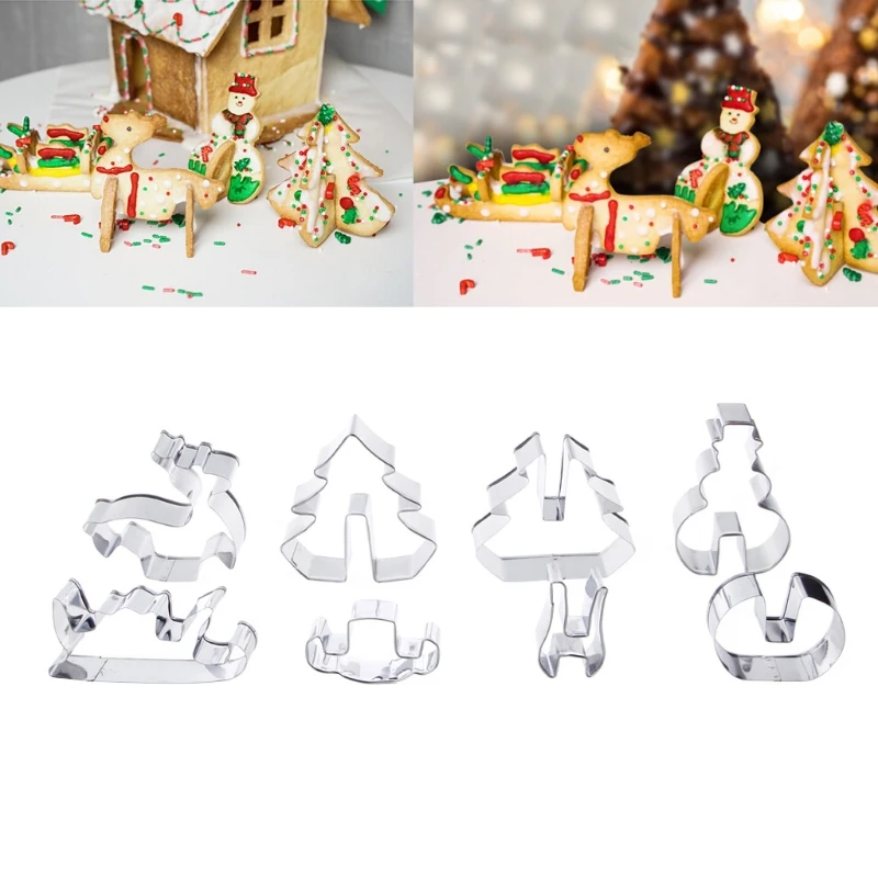3D рождественское печенье DIY Форма для выпечки кондитерские формы для печенья Набор для торта хлеб резак инструменты 448B
