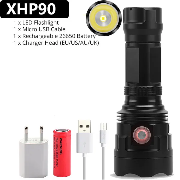 Мощный 3* XHP50 светодиодный вспышка светильник XHP90 фонарь Перезаряжаемые Водонепроницаемый лампа ультра яркий светодиодный вспышка светильник 6 режимов на открытом воздухе фонарь светильник - Испускаемый цвет: Option B