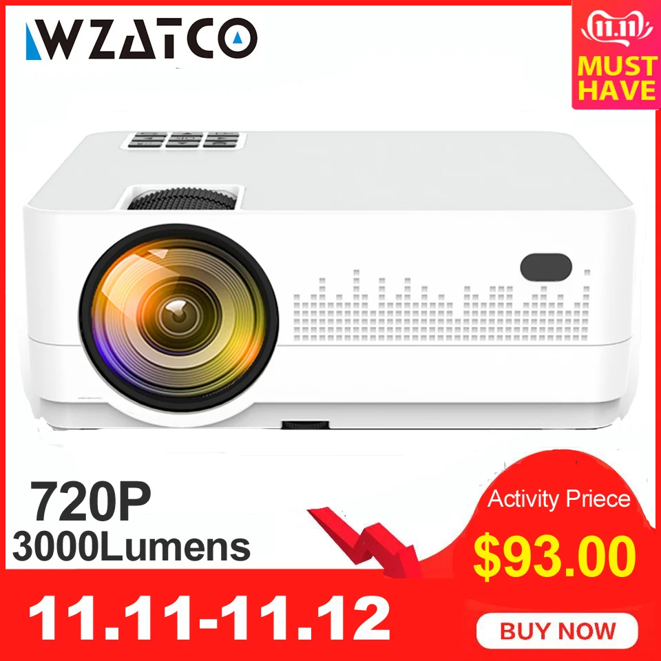 Preise WZATCO HD 720P 150 zoll Tragbare Mini 3D LCD LED 4k Projektor Android 9.0 WIFI Optional Heimkino Spiel film Kino Proyector