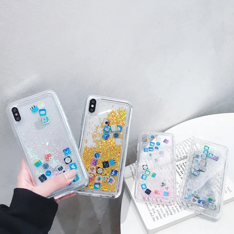 

Swimming icon quicksand mobile phone case for iphone 6 6s 7 7s 8 Plus shockproof and shockproof for iphone X XS XR XS MAX Fundas