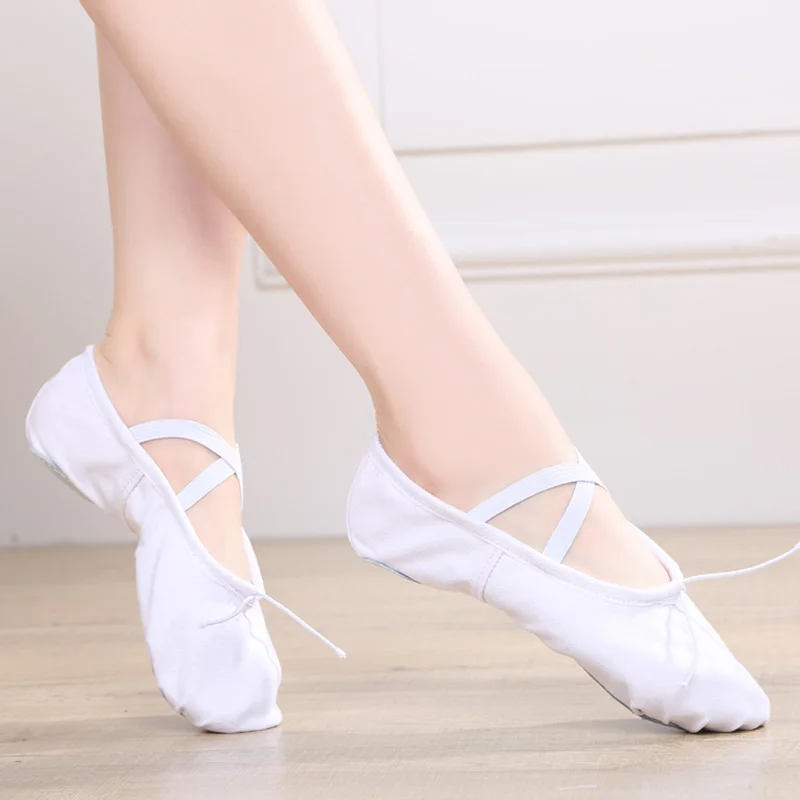 white canvas ballet flats