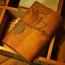 Винтажный дневник с листьями, ежедневная заметка, блокнот для путешествий, школьные принадлежности, бандаж, ретро, для путешественника, Воловья кожа, Обложка, мини портативный блокнот