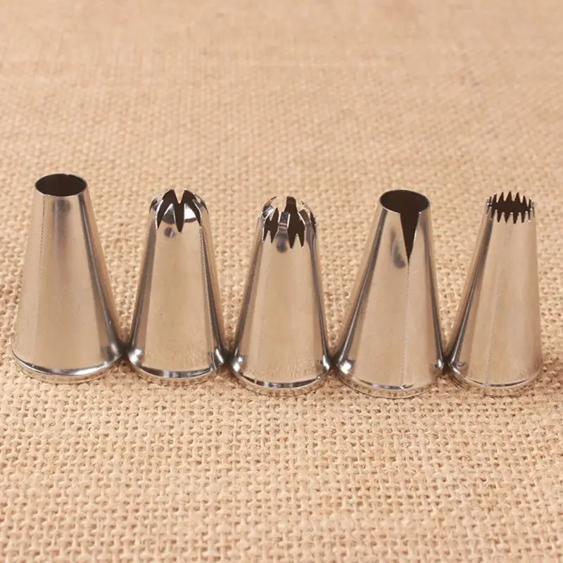5pcs/set Stainless Steel Icing Piping Tips Nozzle Cake Decorating Pastry Cookie Cream Baking Tools DIY Supplies