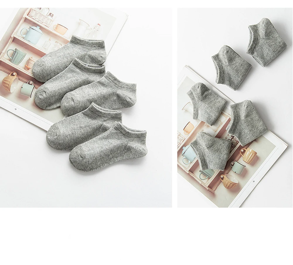Детские летние дышащие носки-башмачки с рисунком лотоса, 5 пар/лот детские носки однотонные белые и черные носки для маленьких мальчиков и девочек