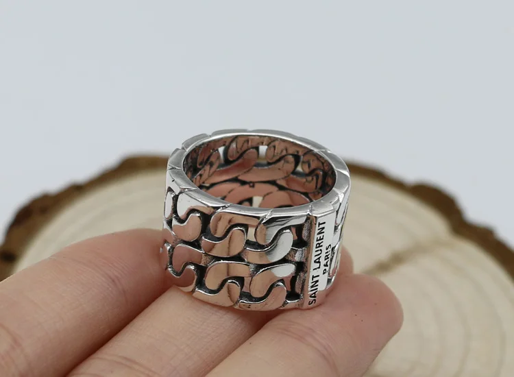925 sterling silver ring personality retro fashion hip-hop style punk style woven simple creative men jewelry new hot