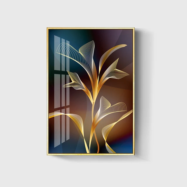 Abstract Black Golden Flower Luxury Poster Nordic Art Plant Leaf Canvas Painting Modern Wall Picture for Living Room Home Decor 9