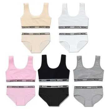 

Teenagers Girls Lingerie Cotton Underwear Sets Kids Young Girls Training Bras Puberty Students Bra Vest Brassiere Panties