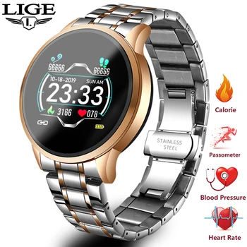 

LIGE 2020 New Smart Watch Blood Pressure Oxygen Fitness Bracelet Watch Heart Rate Monitor IP67 Men Women Sport Smartwatch+Box