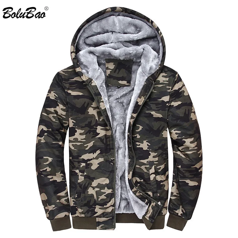 

BOLUBAO Winter Brand Men Hoodies Sweatshirts New Trend Slim Fit Thick Section Men's Hoodies Coat Camouflage Cardigan Hoodie Male