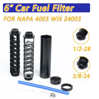 

COOYIDOM 6inch Spiral Pattern 1/2 - 28 5/8-24 Single Core Car Fuel Filter For NAPA 4003 WIX 24003 Used Aluminum7075 automotive