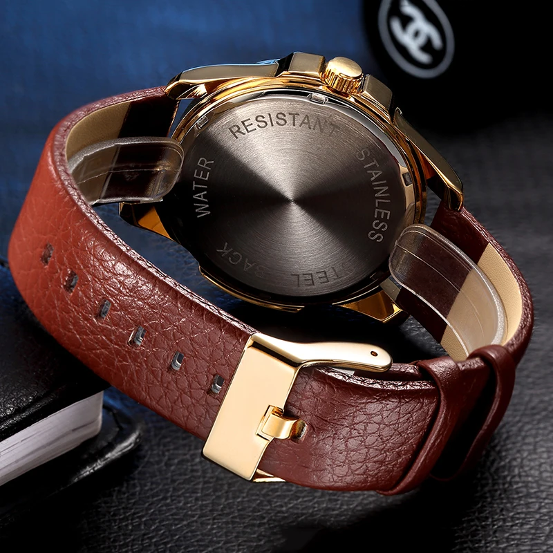 Top Luxury Brand Men Business Rose Watches Chronograph Waterproof Quartz Analog Wristwatch Male Clock Relogio Masculino